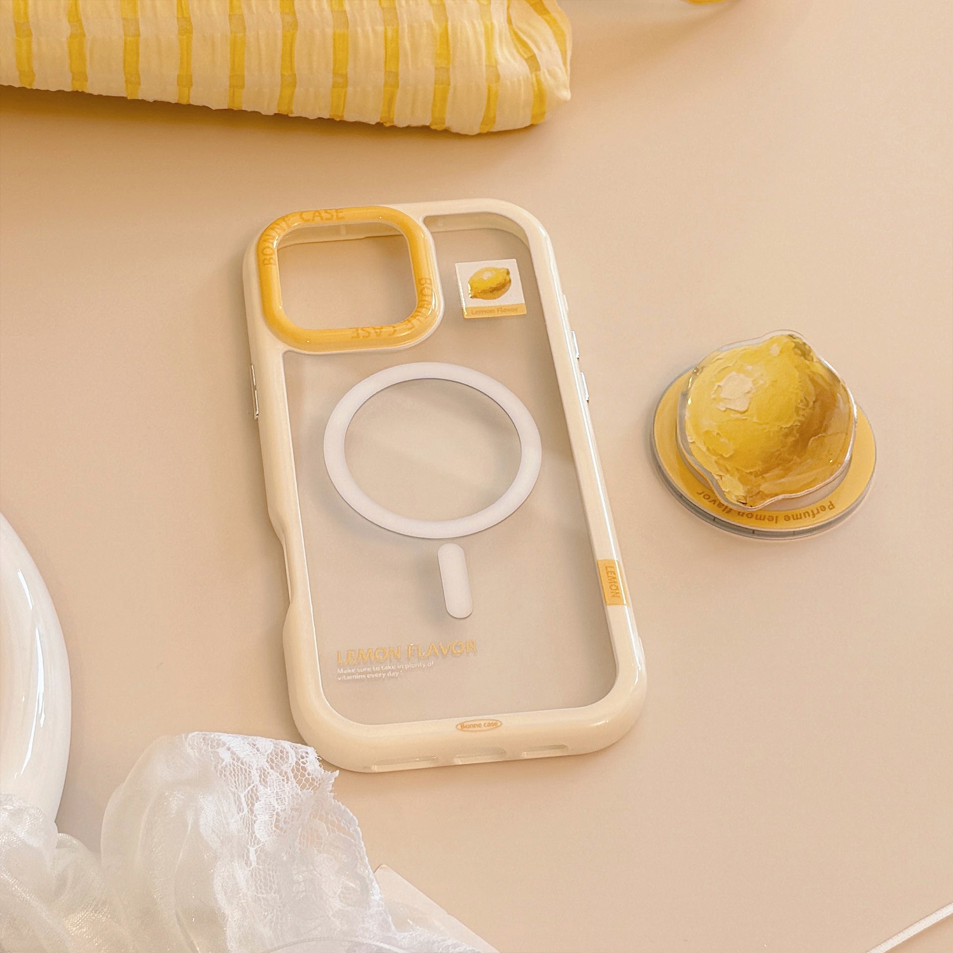 【MagSafe対応】立体レモンスタンド｜クリアiPhoneケース