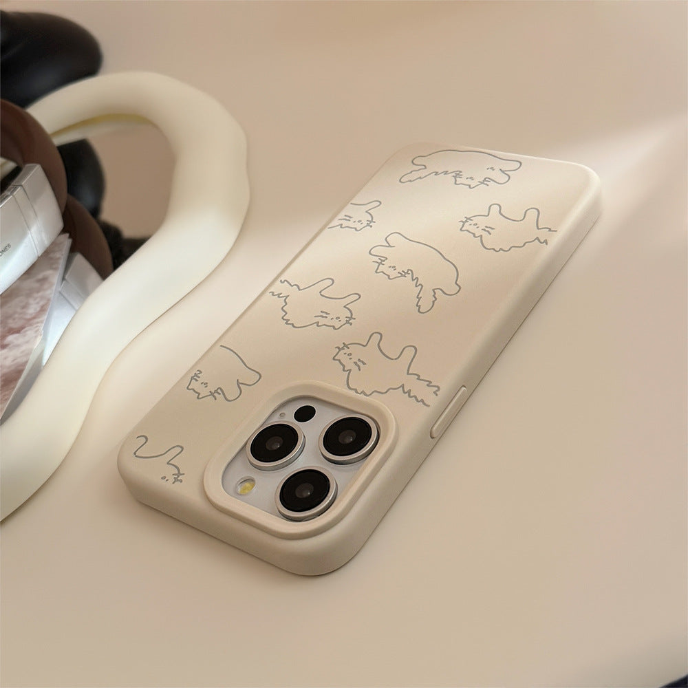 ゆるっとねこ柄｜ナチュラルベージュiPhoneケース