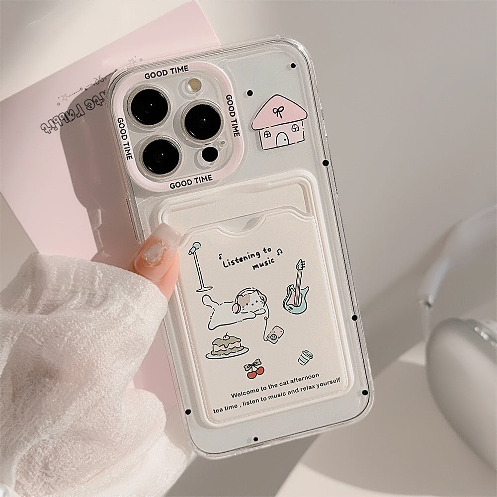 のんびりゆるねこ｜カードポケット付きクリアiPhoneケース