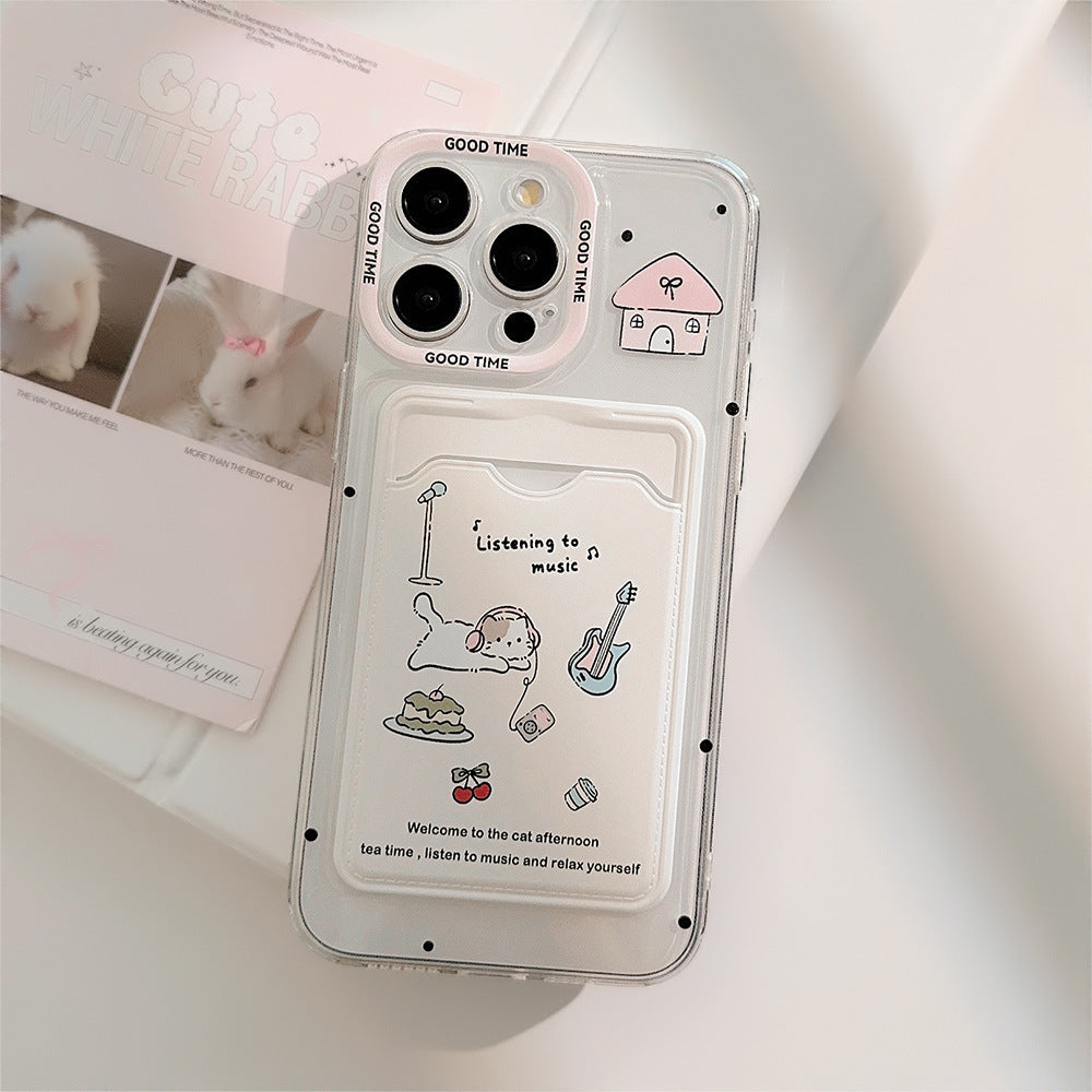 のんびりゆるねこ｜カードポケット付きクリアiPhoneケース