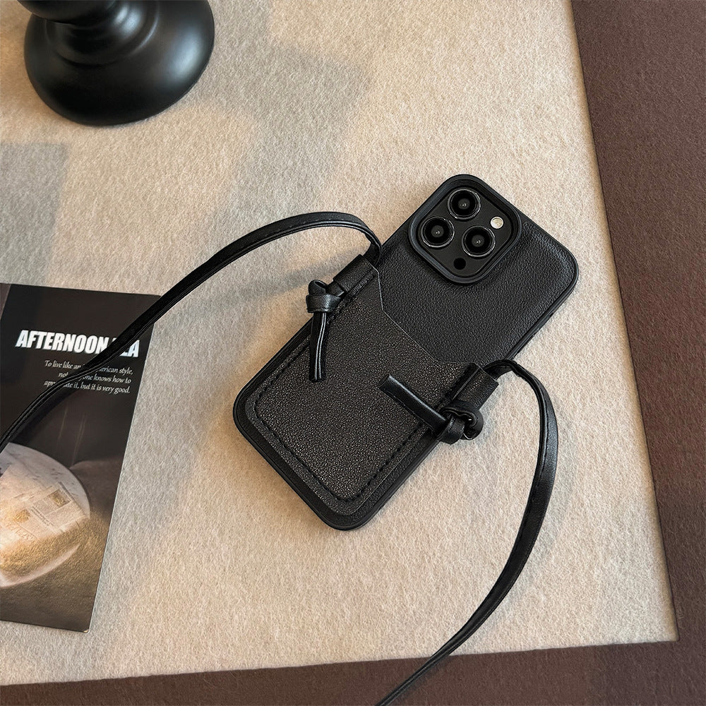 子犬チャーム付きショルダーiPhoneケース｜カード収納・ストラップ付き