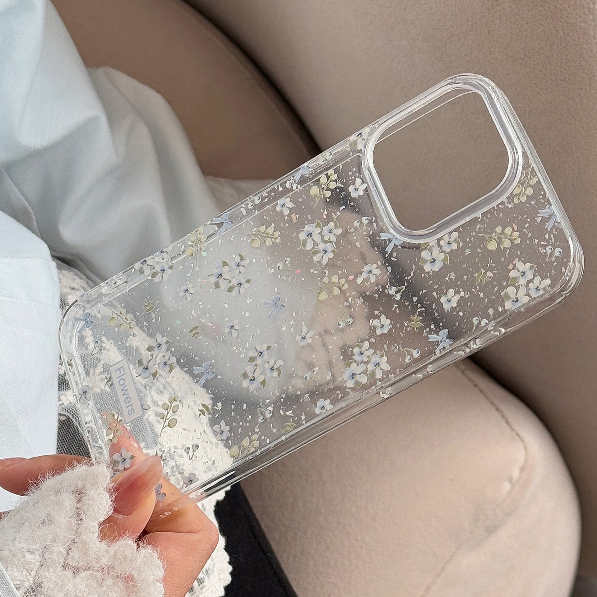 ブルーフラワー｜クリアiPhoneケース