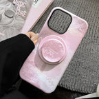 【MagSafe対応】やわらかピンク × アートグリップ｜iPhoneケース