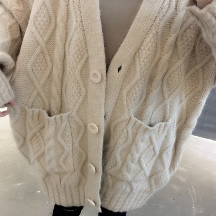 ケーブルニットオーバーカーディガン