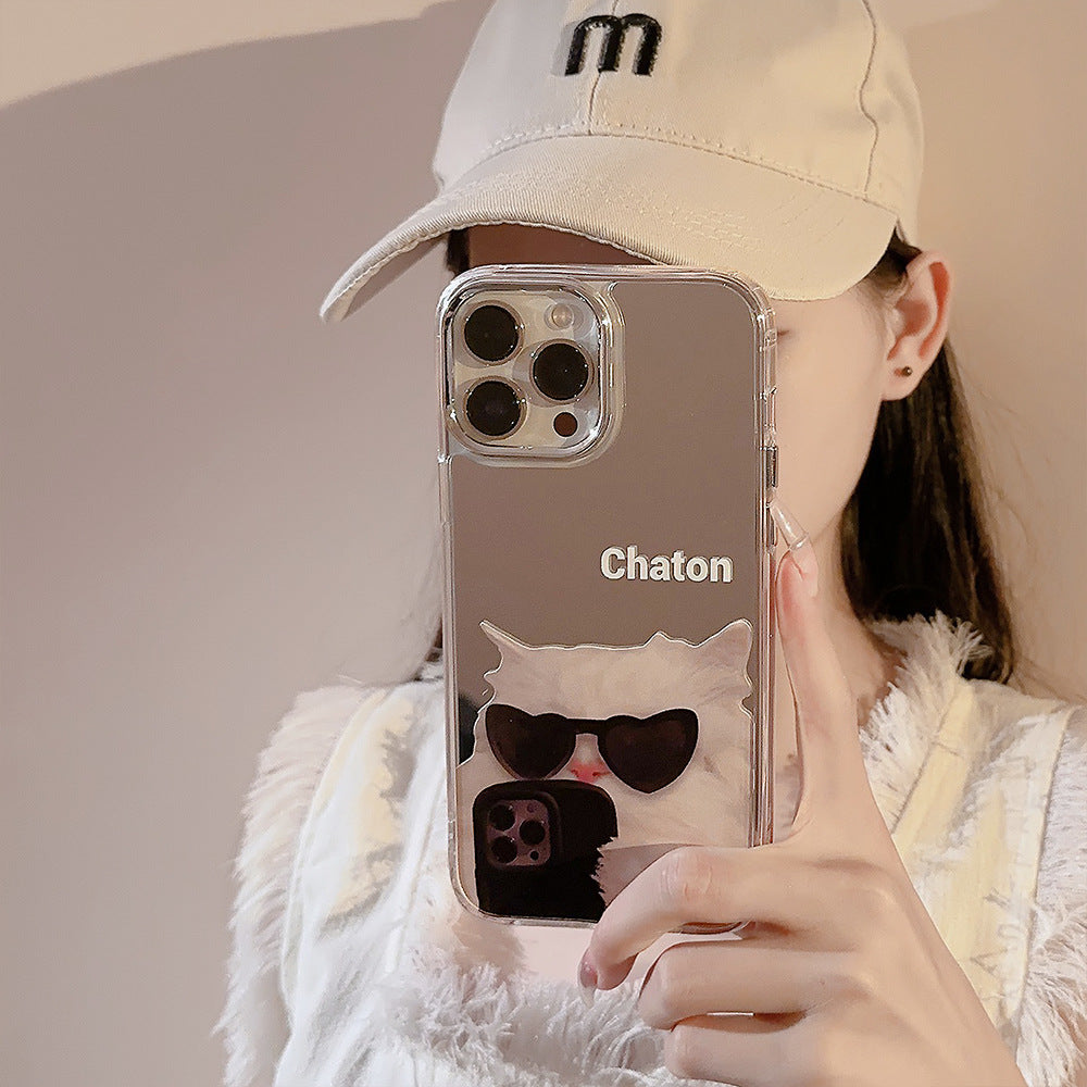 サングラスねこ｜ミラーiPhoneケース
