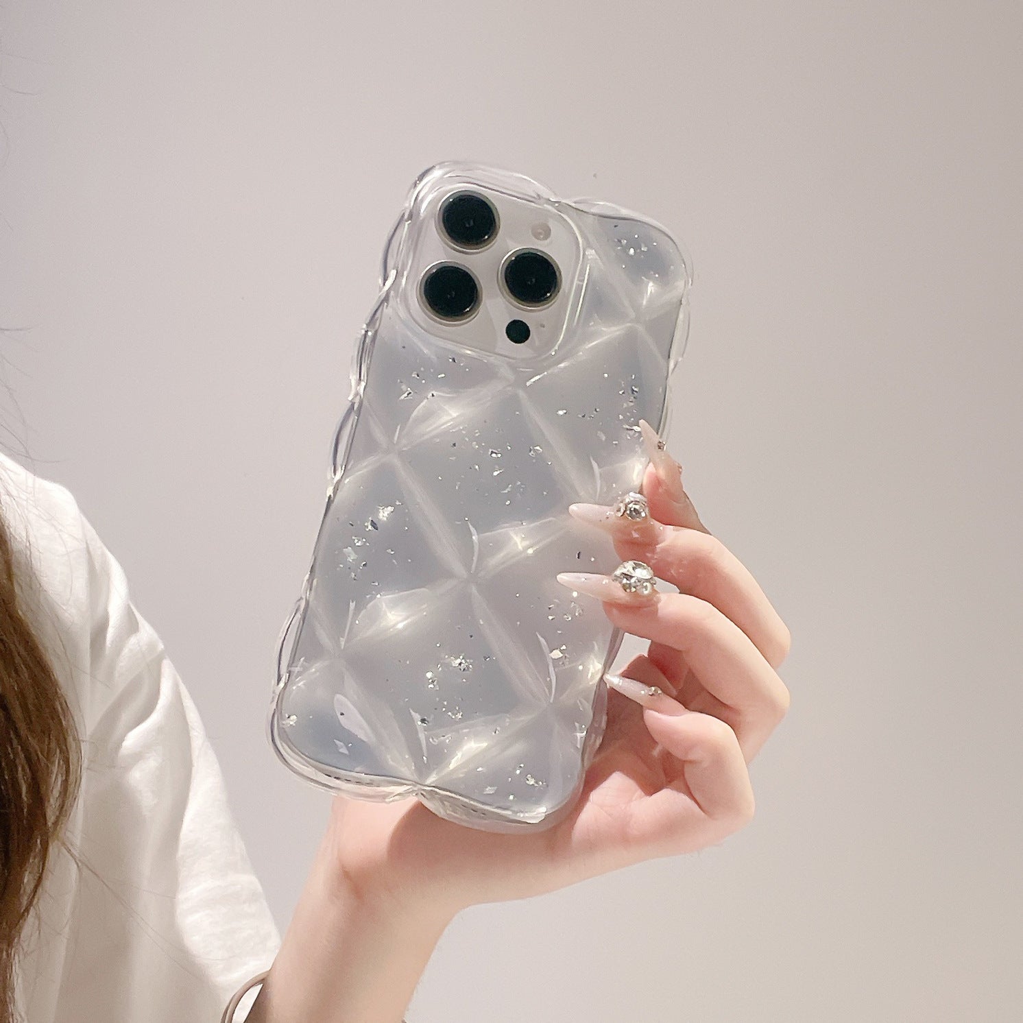 クリアキルティングラメiPhoneケース