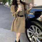 ベルト付きで着映える｜ニットワンピース