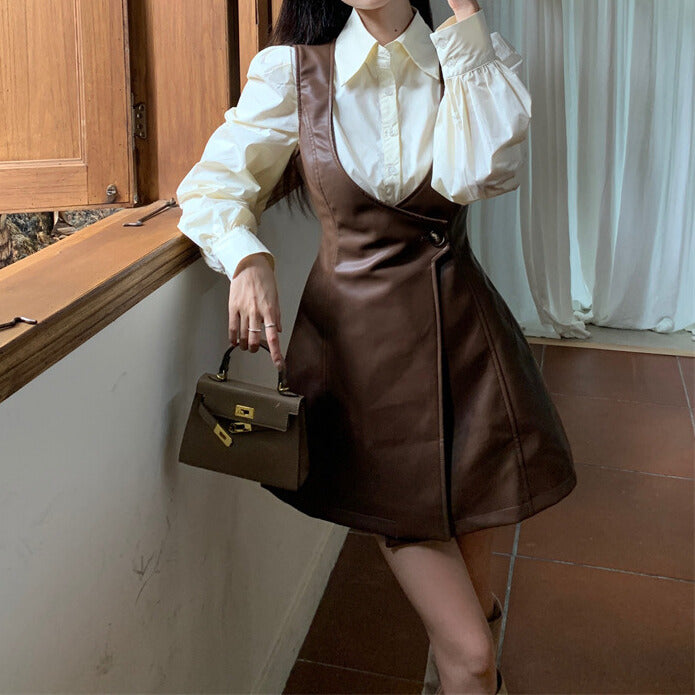 レイヤード風セット｜シャツ＆スカートワンピース