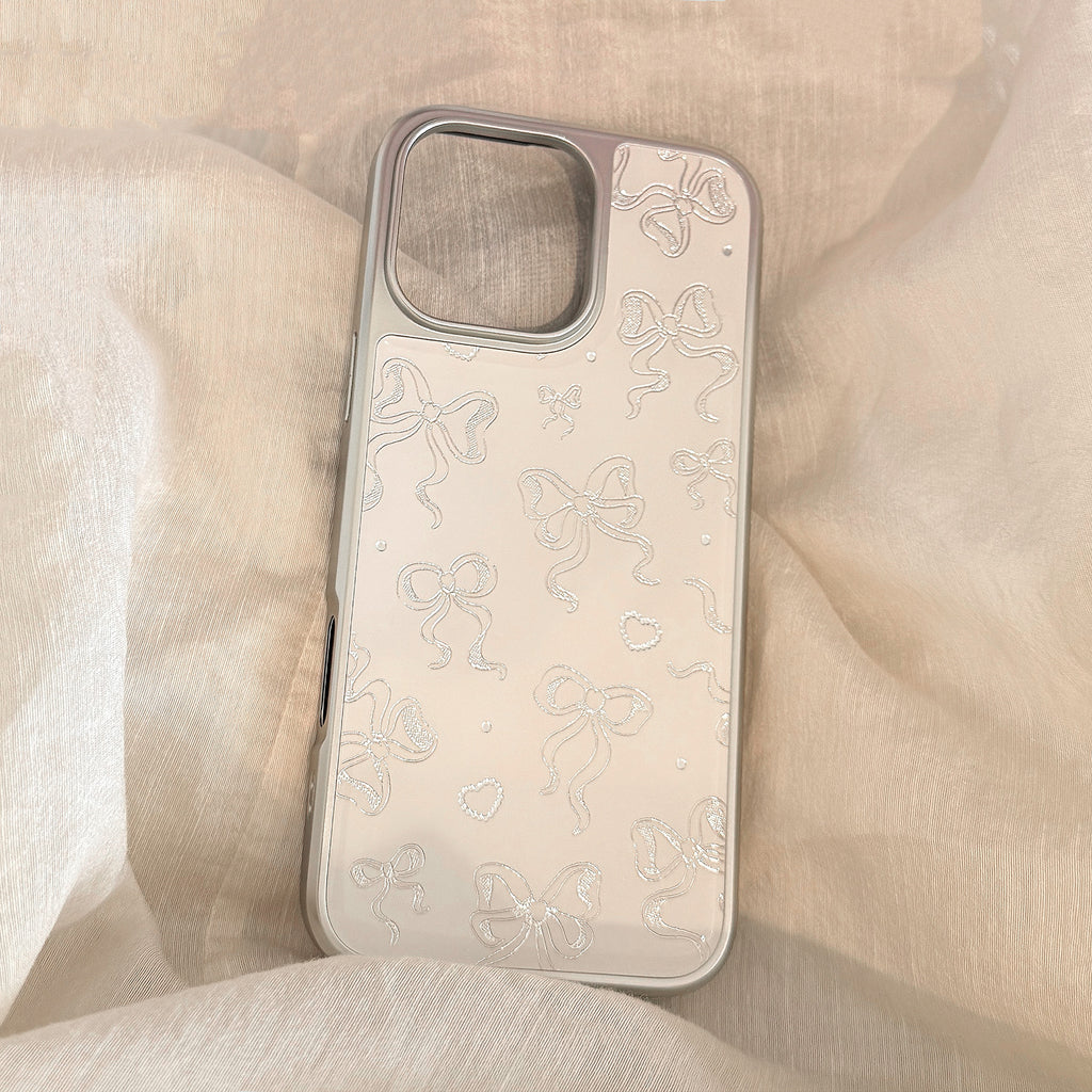リボン柄クリア｜ホワイトデザインiPhoneケース