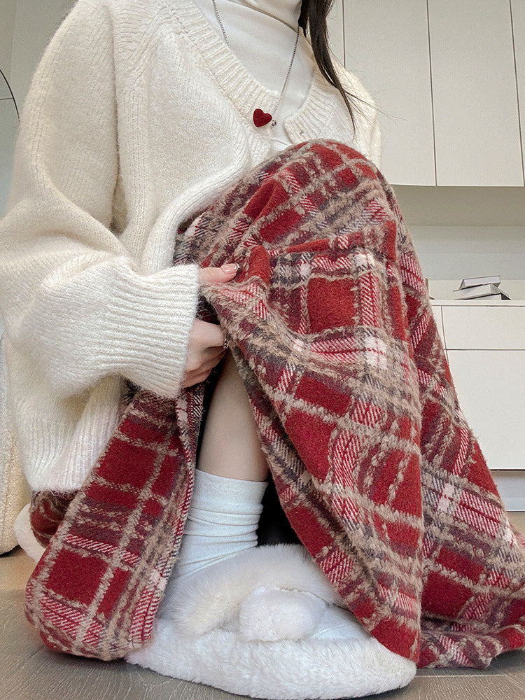 あたたかチェック柄｜ふんわりフレアスカート