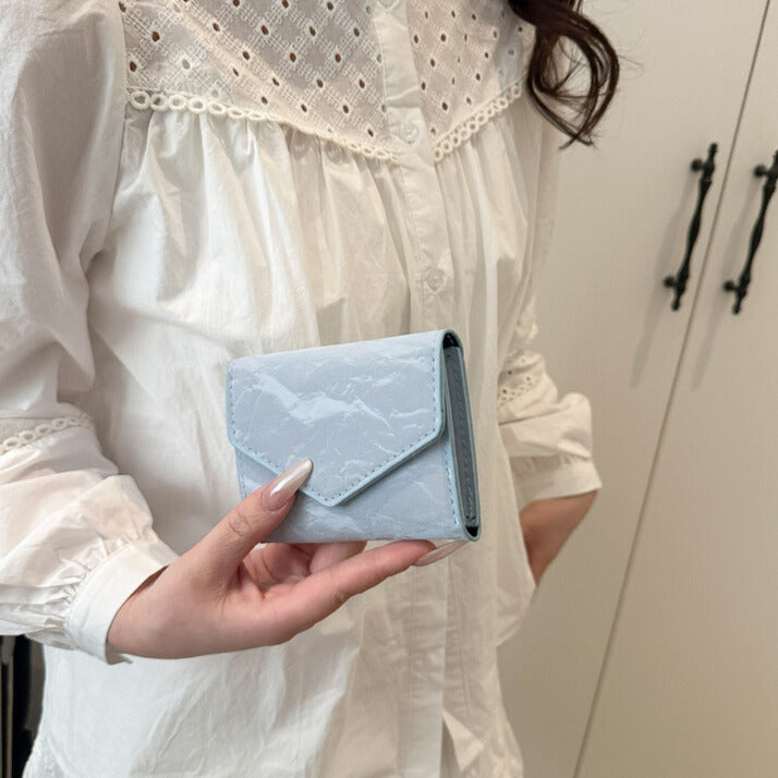 マーブル柄フラップ｜三つ折りミニ財布