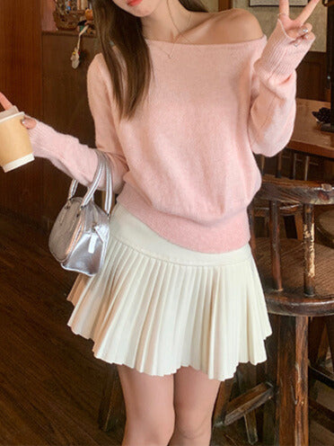 オフショルダー風｜ニットトップス