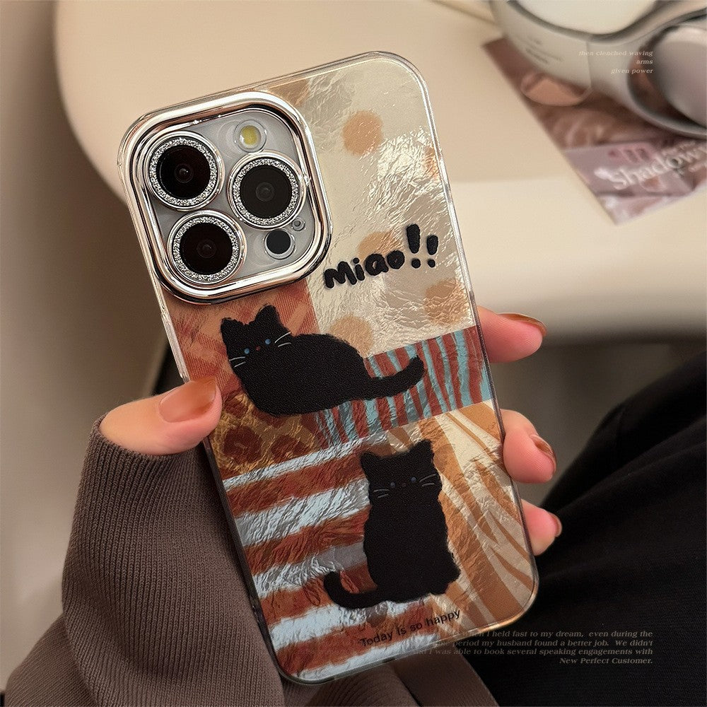 黒ねこイラストがゆるかわ｜アートデザイン iPhoneケース