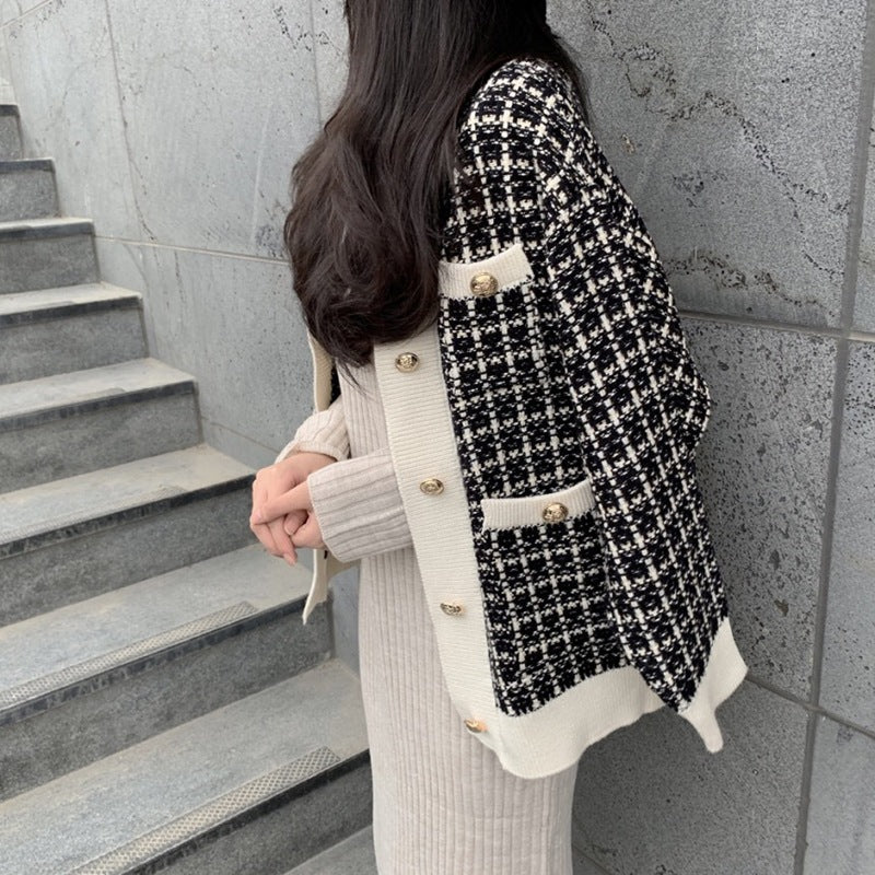 ツイードチェックカーディガン