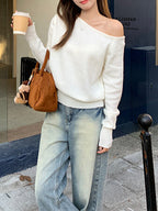 オフショルダー風｜ニットトップス