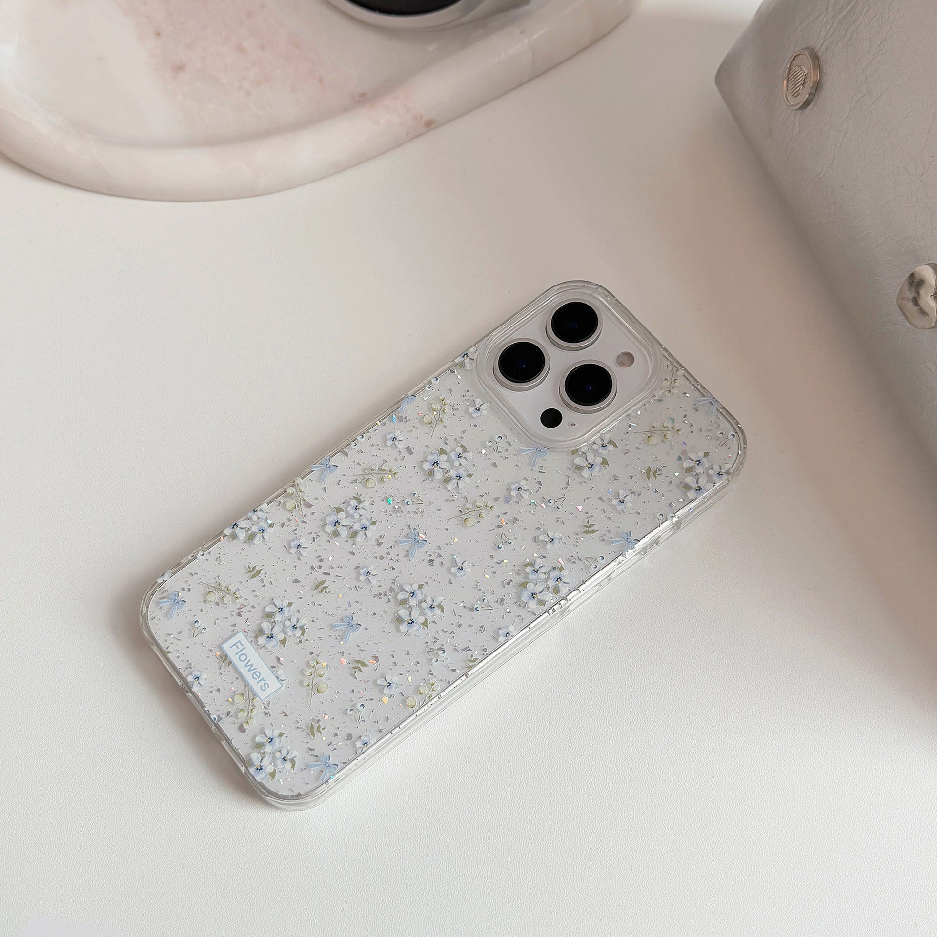 ブルーフラワー｜クリアiPhoneケース