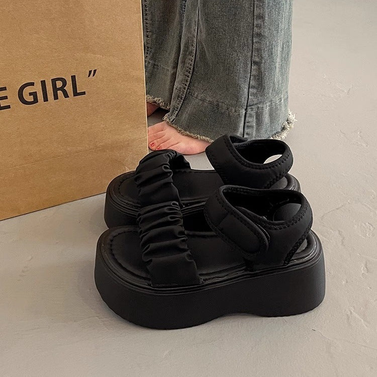 ギャザーデザイン｜厚底サンダル