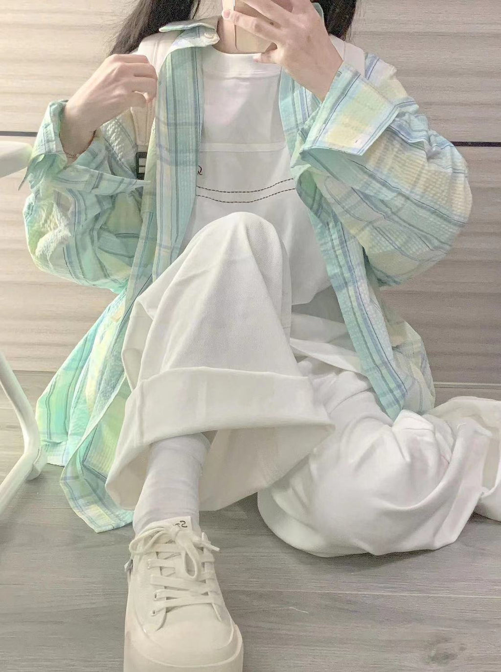 ミントチェック｜ゆるシルエットシャツ