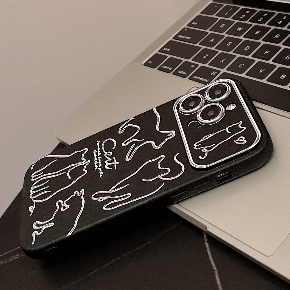 猫シルエット｜モノトーンiPhoneケース