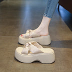 花柄リボン｜厚底サンダル