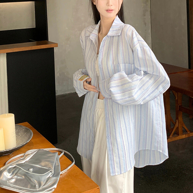 ストライプ柄｜ゆるシルエットオーバーシャツ