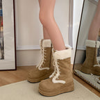 ボアレースアップ厚底ムートンブーツ