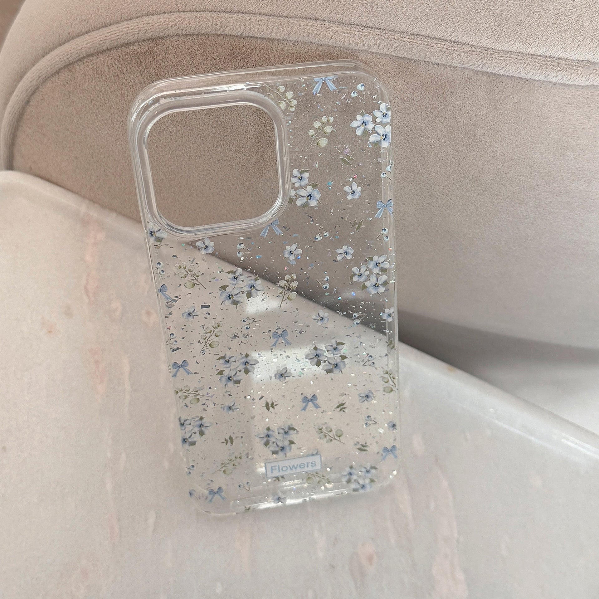 ブルーフラワー｜クリアiPhoneケース