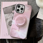 【MagSafe対応】やわらかピンク × アートグリップ｜iPhoneケース