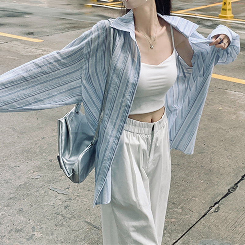 ストライプ柄｜ゆるシルエットオーバーシャツ