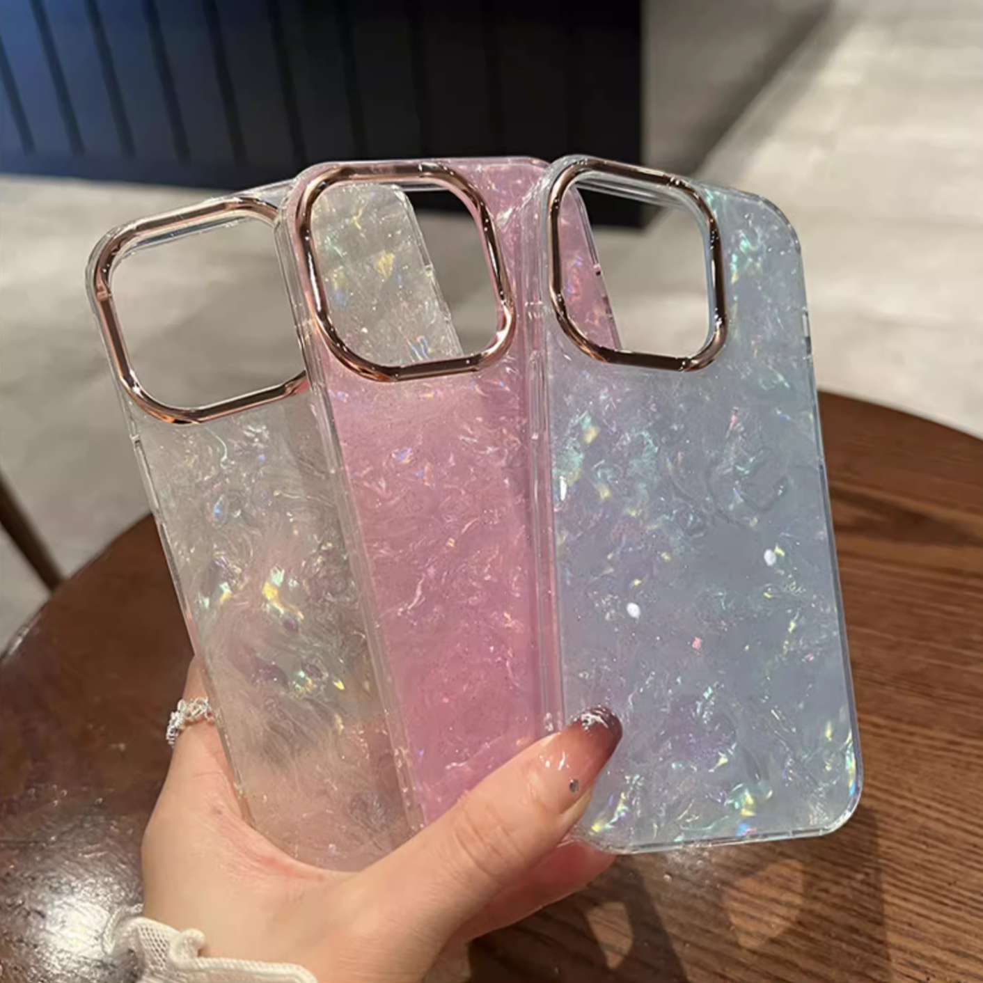 グリッターシェルフレームiPhoneケース