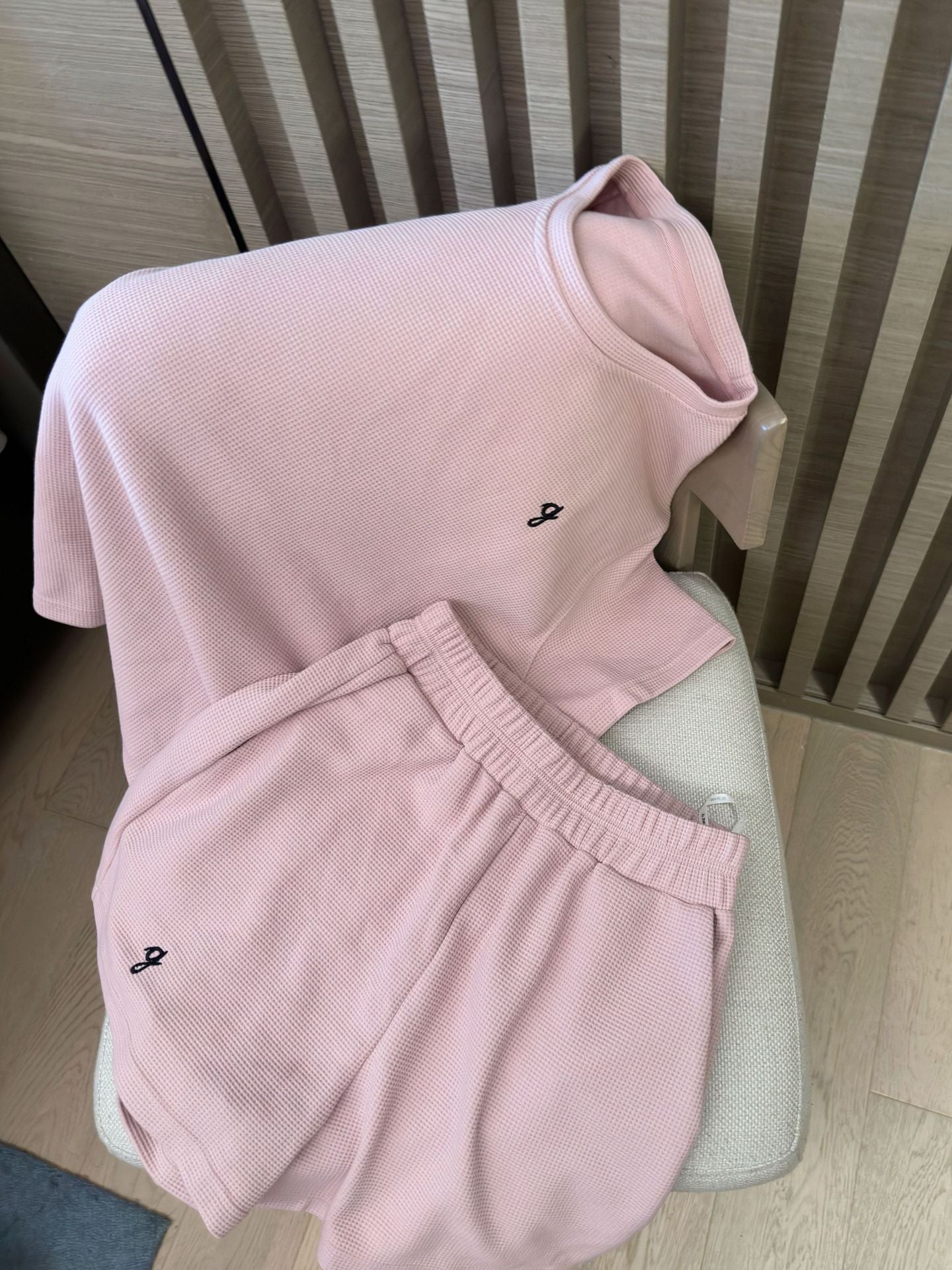 ワッフル生地｜ピンクセットアップ