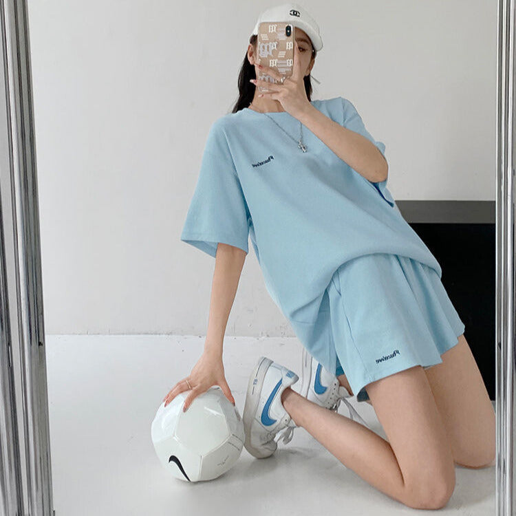 韓国ストリート｜ワッフル生地セットアップ