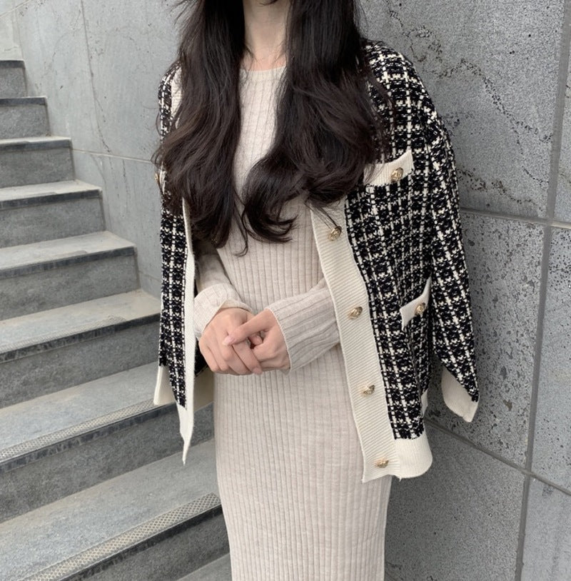 ツイードチェックカーディガン
