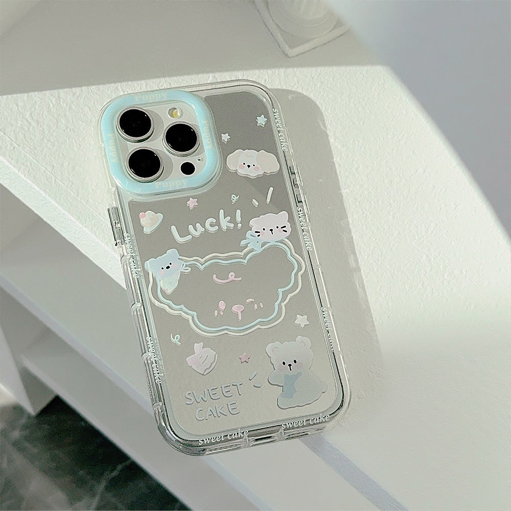 アニマル柄｜ストラップ付きミラーiPhoneケース