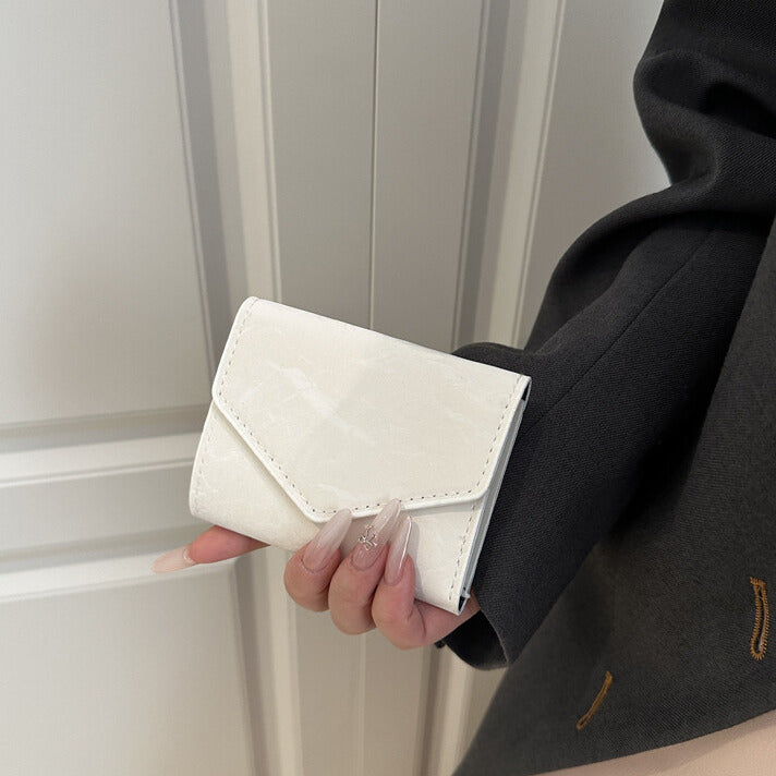 マーブル柄フラップ｜三つ折りミニ財布