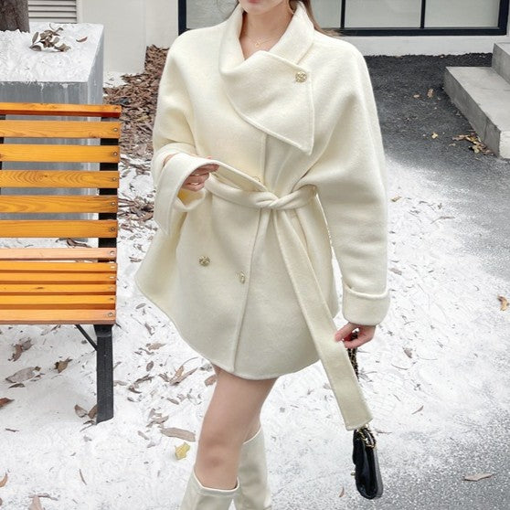 ゴールドボタンウールショートコート