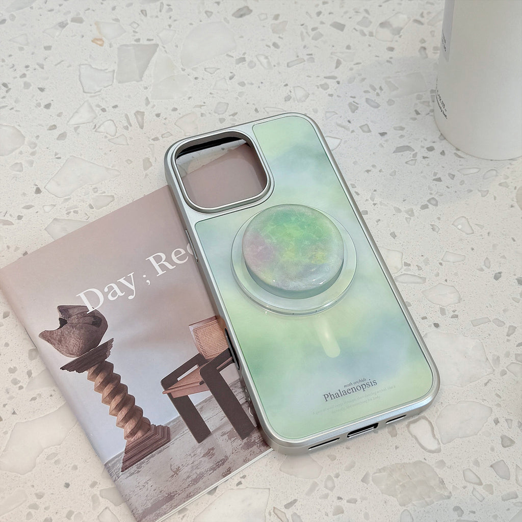 【MagSafe対応】ミントマーブル｜スタンド付きiPhoneケース