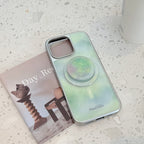 【MagSafe対応】ミントマーブル｜スタンド付きiPhoneケース