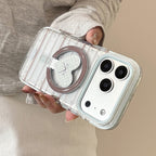 クリアギンガムハートスタンドiPhoneケース