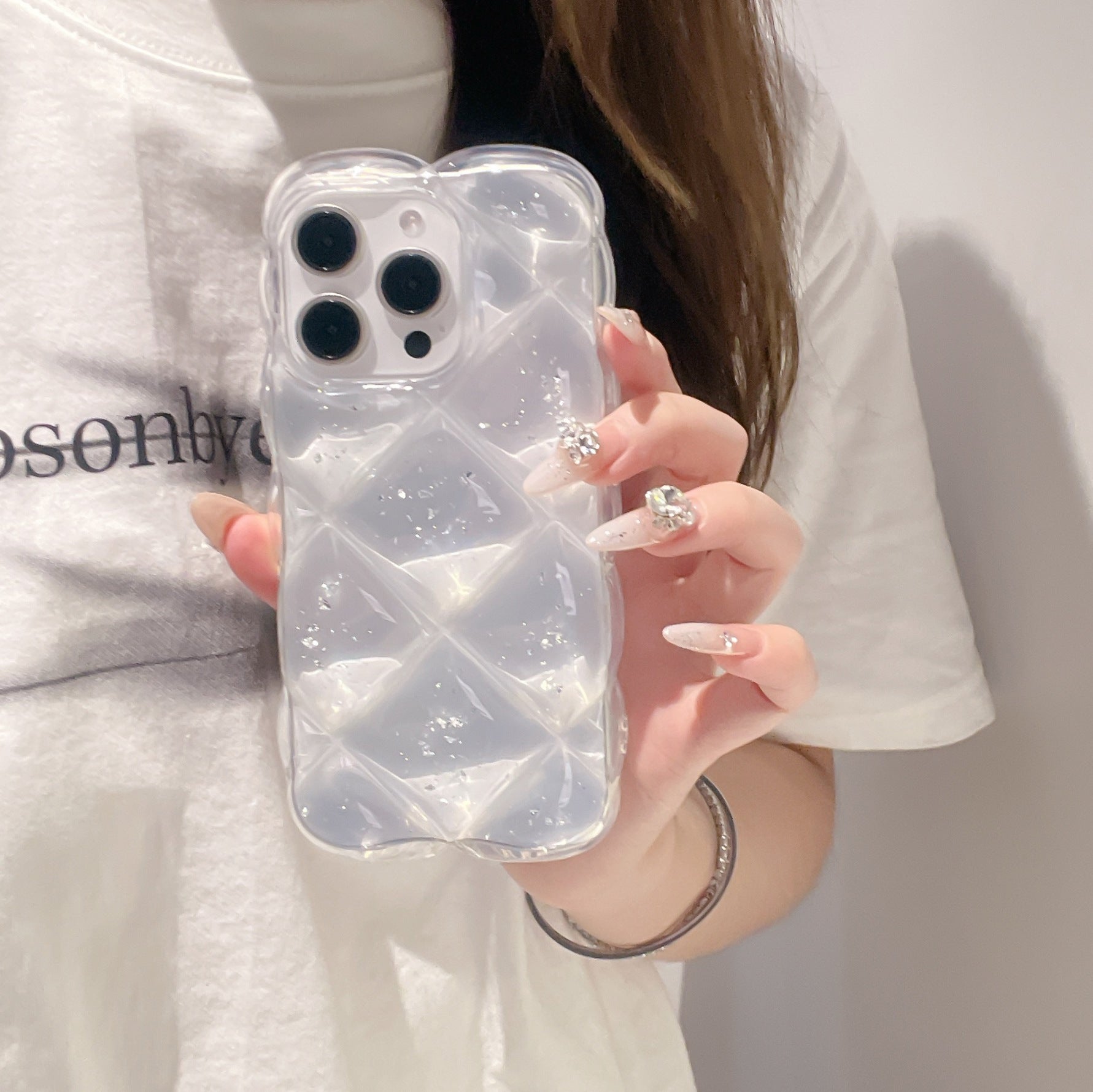 クリアキルティングラメiPhoneケース