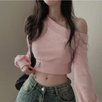 ワンショルダークロップスウェット