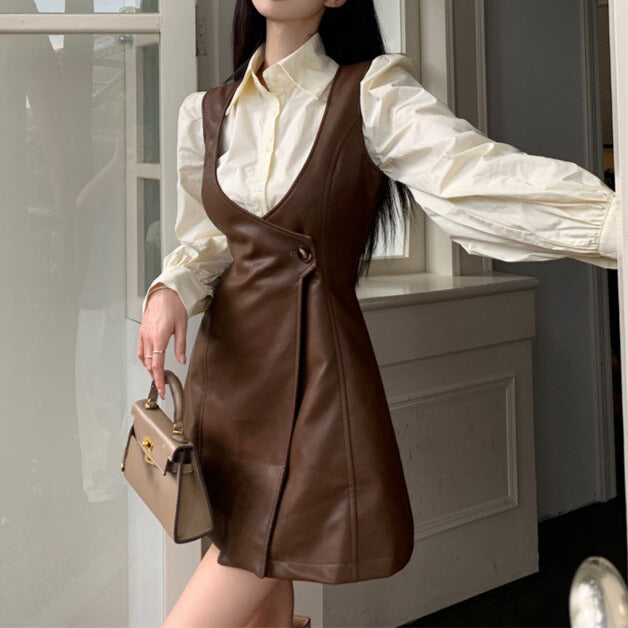 レイヤード風セット｜シャツ＆スカートワンピース