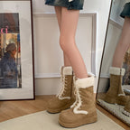 ボアレースアップ厚底ムートンブーツ