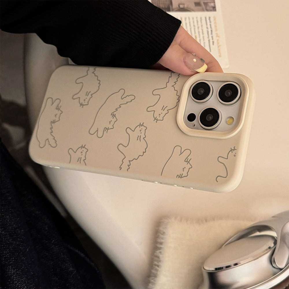 ゆるっとねこ柄｜ナチュラルベージュiPhoneケース