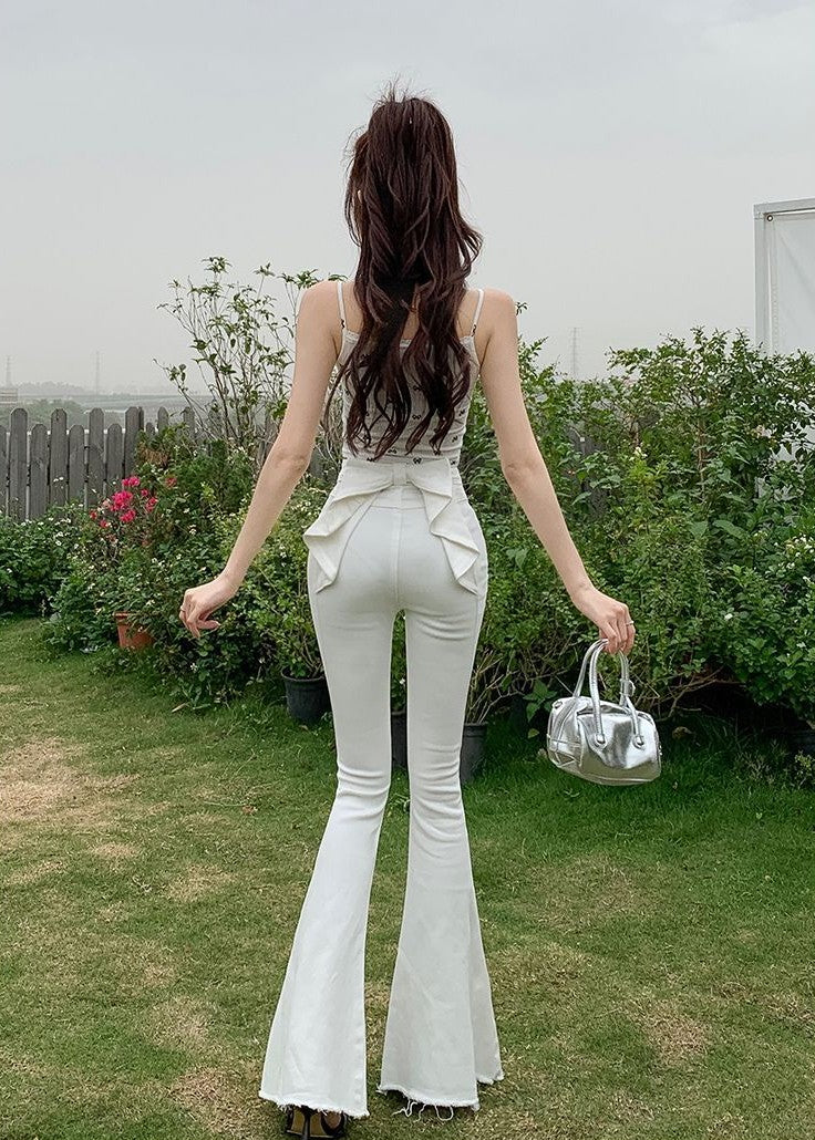 バックリボンフレアデニム