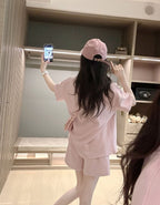 ワッフル生地｜ピンクセットアップ