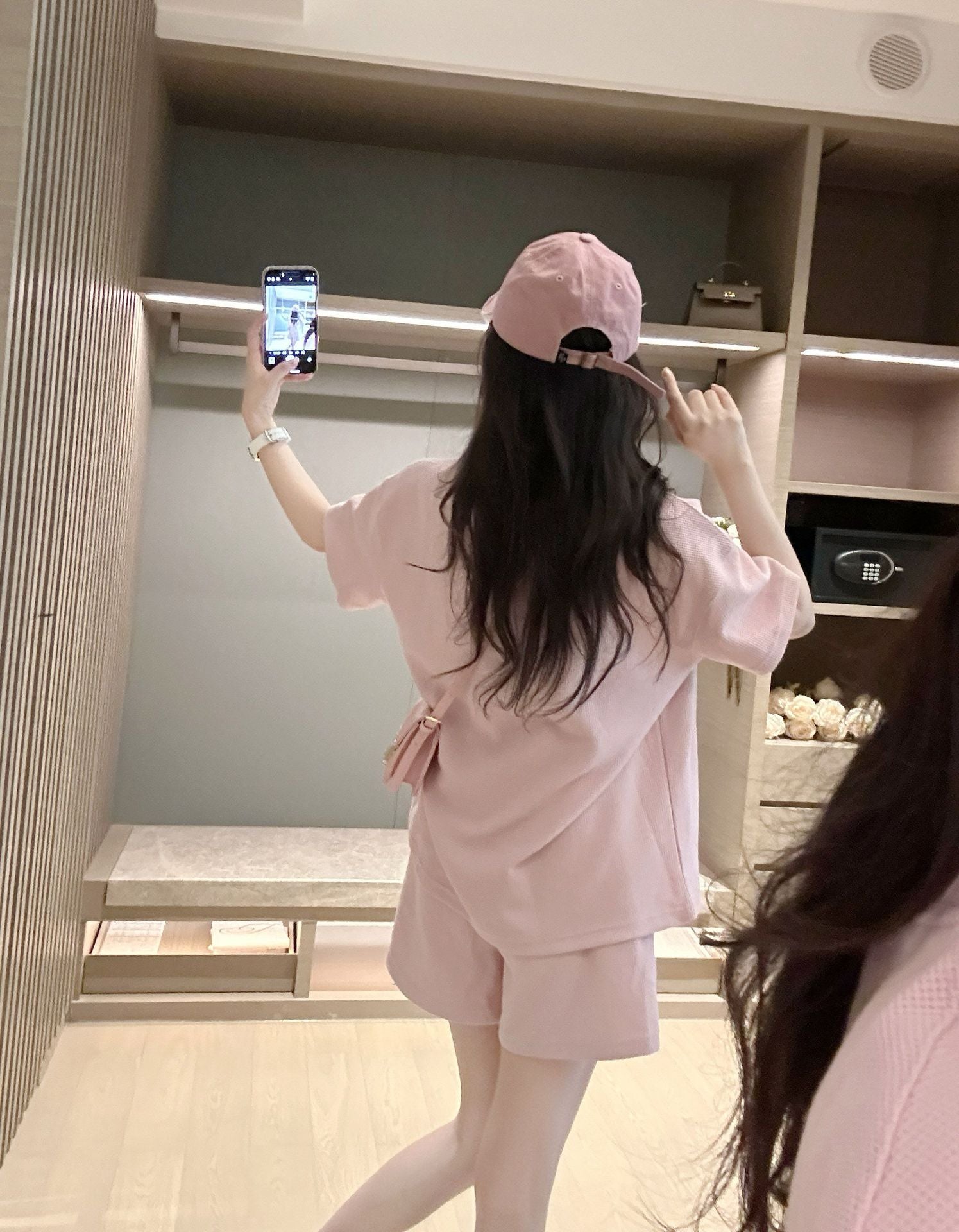 ワッフル生地｜ピンクセットアップ