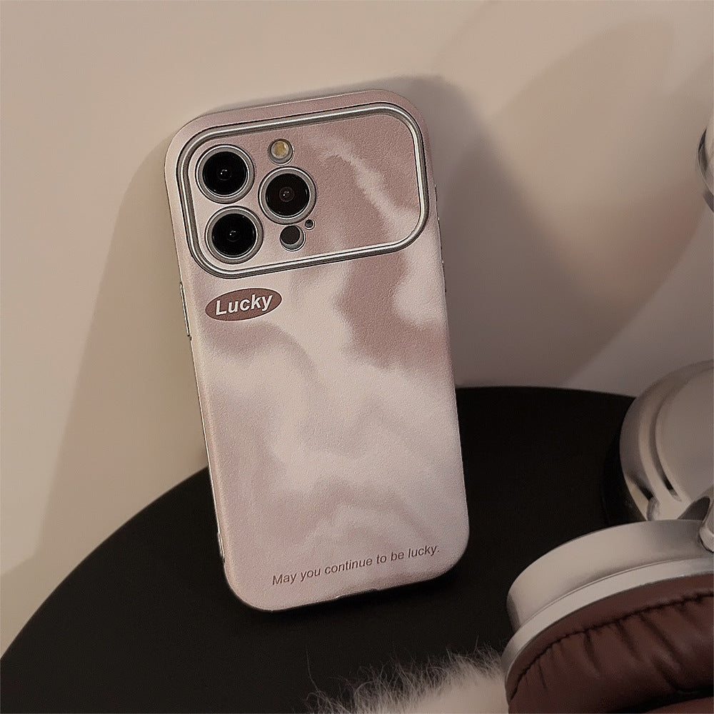 くすみピンクマーブル｜レザー調iPhoneケース