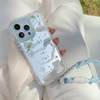 アニマル柄｜ストラップ付きミラーiPhoneケース