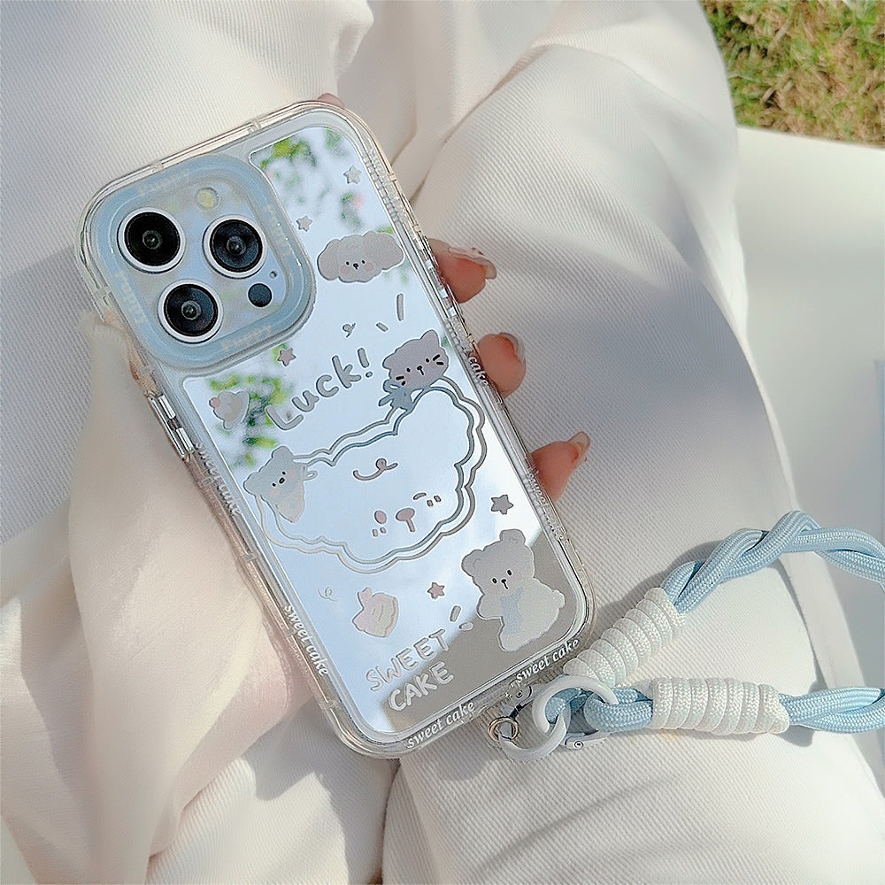 アニマル柄｜ストラップ付きミラーiPhoneケース